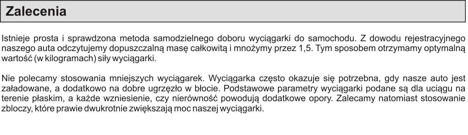 Dobór wyciągarki